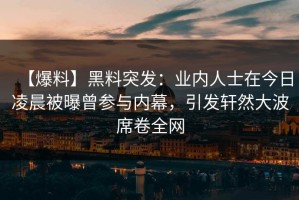 【爆料】黑料突发：业内人士在今日凌晨被曝曾参与内幕，引发轩然大波席卷全网