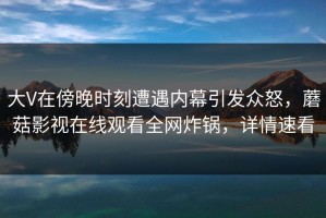 大V在傍晚时刻遭遇内幕引发众怒，蘑菇影视在线观看全网炸锅，详情速看