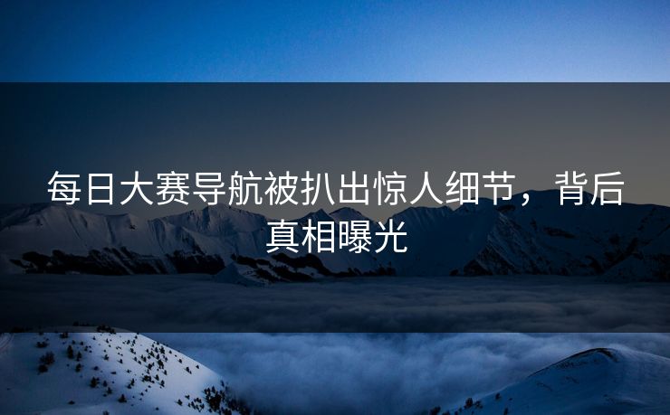 每日大赛导航被扒出惊人细节，背后真相曝光
