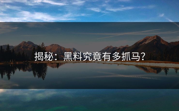 揭秘：黑料究竟有多抓马？