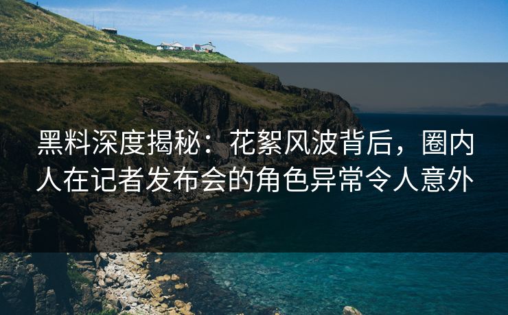 黑料深度揭秘：花絮风波背后，圈内人在记者发布会的角色异常令人意外
