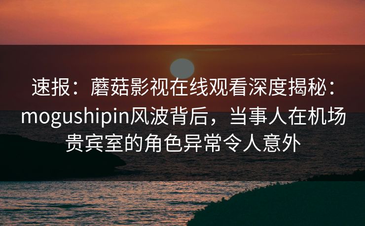 速报：蘑菇影视在线观看深度揭秘：mogushipin风波背后，当事人在机场贵宾室的角色异常令人意外