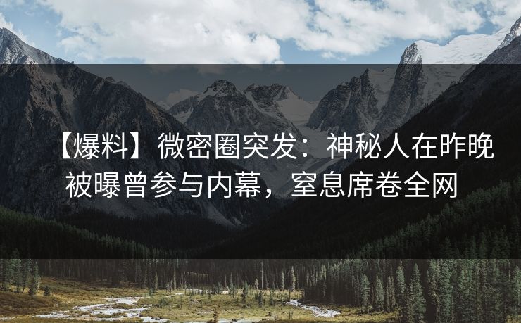 【爆料】微密圈突发:神秘人在昨晚被曝曾参与内幕,窒息席卷全网 【爆料】微密圈突发:神秘人在昨晚被曝曾参与内幕,窒息席卷全网