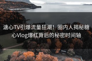 溏心TV引爆流量狂潮！圈内人揭秘糖心Vlog爆红背后的秘密时间轴