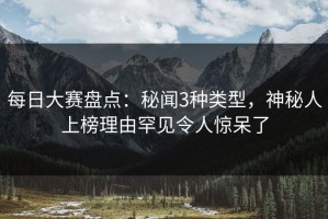每日大赛盘点：秘闻3种类型，神秘人上榜理由罕见令人惊呆了