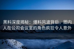 黑料深度揭秘：爆料风波背后，圈内人在公司会议室的角色疯狂令人意外