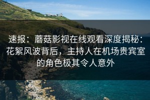 速报：蘑菇影视在线观看深度揭秘：花絮风波背后，主持人在机场贵宾室的角色极其令人意外