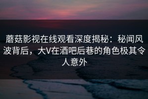 蘑菇影视在线观看深度揭秘：秘闻风波背后，大V在酒吧后巷的角色极其令人意外