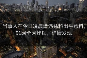 当事人在今日凌晨遭遇猛料出乎意料，91网全网炸锅，详情发现