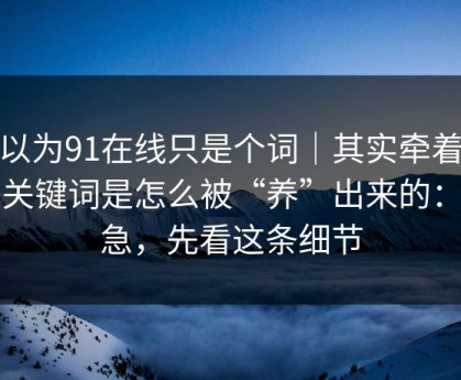 你以为91在线只是个词｜其实牵着一条关键词是怎么被“养”出来的：别急，先看这条细节