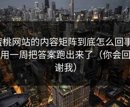 蜜桃网站的内容矩阵到底怎么回事？我用一周把答案跑出来了（你会回来谢我）