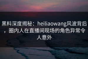 黑料深度揭秘：heiliaowang风波背后，圈内人在直播间现场的角色异常令人意外