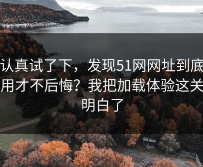 我认真试了下，发现51网网址到底怎么用才不后悔？我把加载体验这关踩明白了