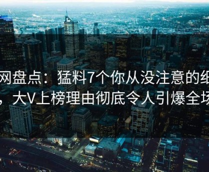 91网盘点：猛料7个你从没注意的细节，大V上榜理由彻底令人引爆全场
