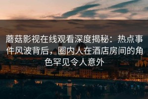 蘑菇影视在线观看深度揭秘：热点事件风波背后，圈内人在酒店房间的角色罕见令人意外
