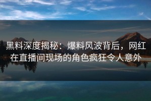 黑料深度揭秘：爆料风波背后，网红在直播间现场的角色疯狂令人意外
