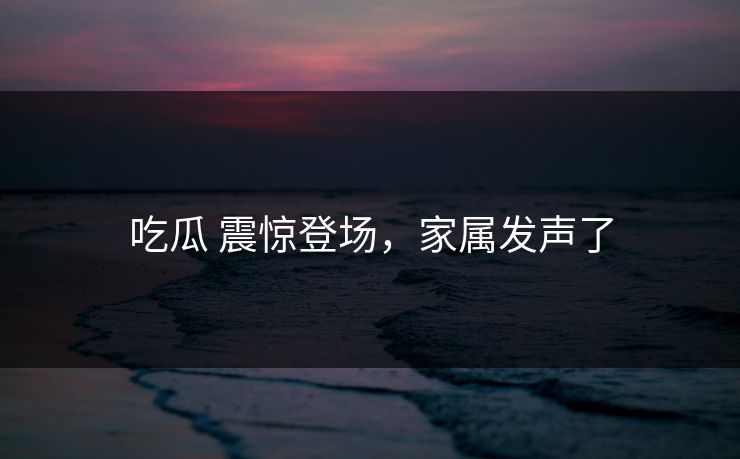 吃瓜 震惊登场，家属发声了