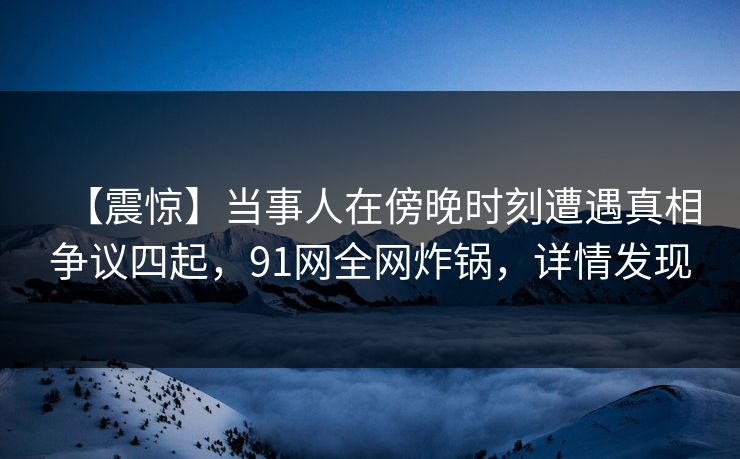 【震惊】当事人在傍晚时刻遭遇真相争议四起，91网全网炸锅，详情发现
