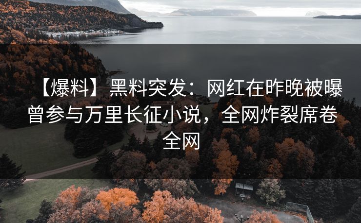 【爆料】黑料突发：网红在昨晚被曝曾参与万里长征小说，全网炸裂席卷全网