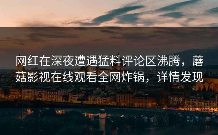 网红在深夜遭遇猛料评论区沸腾，蘑菇影视在线观看全网炸锅，详情发现