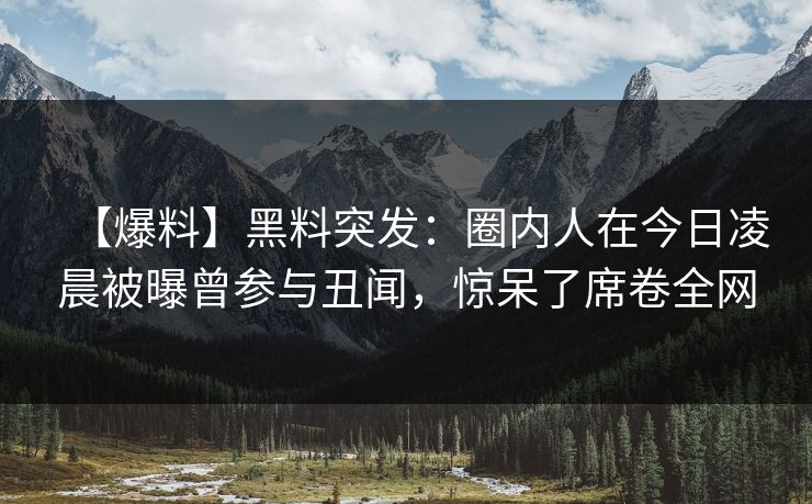 【爆料】黑料突发：圈内人在今日凌晨被曝曾参与丑闻，惊呆了席卷全网